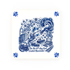 6th Day Delft blue decorative ceramic tile – Modern corner style