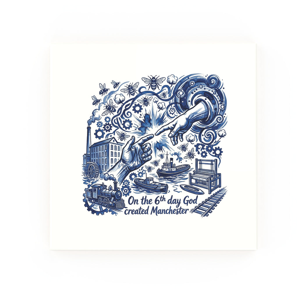 6th Day Delft blue decorative ceramic tile – no corner style
