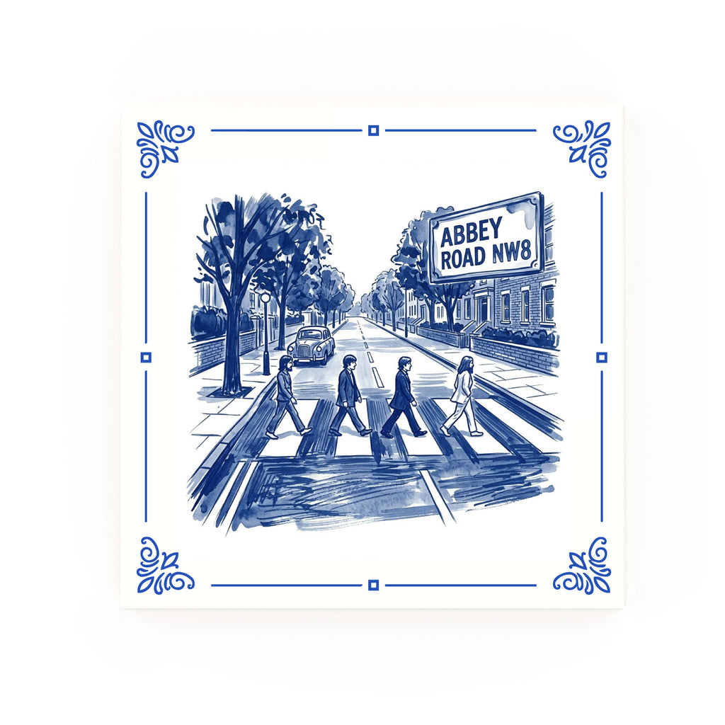 Abbey Road Delft blue decorative ceramic tile – Classic corner style