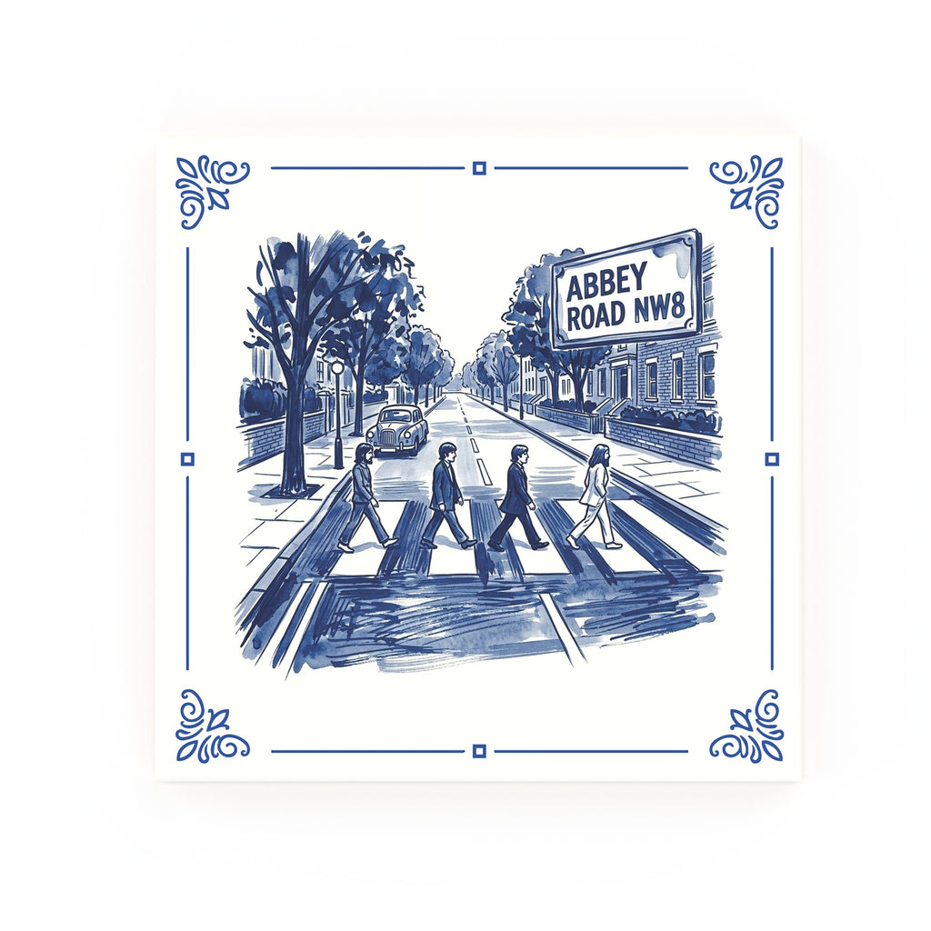 Abbey Road Delft blue decorative ceramic tile – Classic corner style