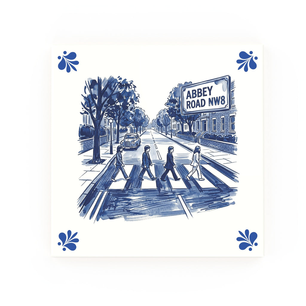 Abbey Road Delft blue decorative ceramic tile – Modern corner style