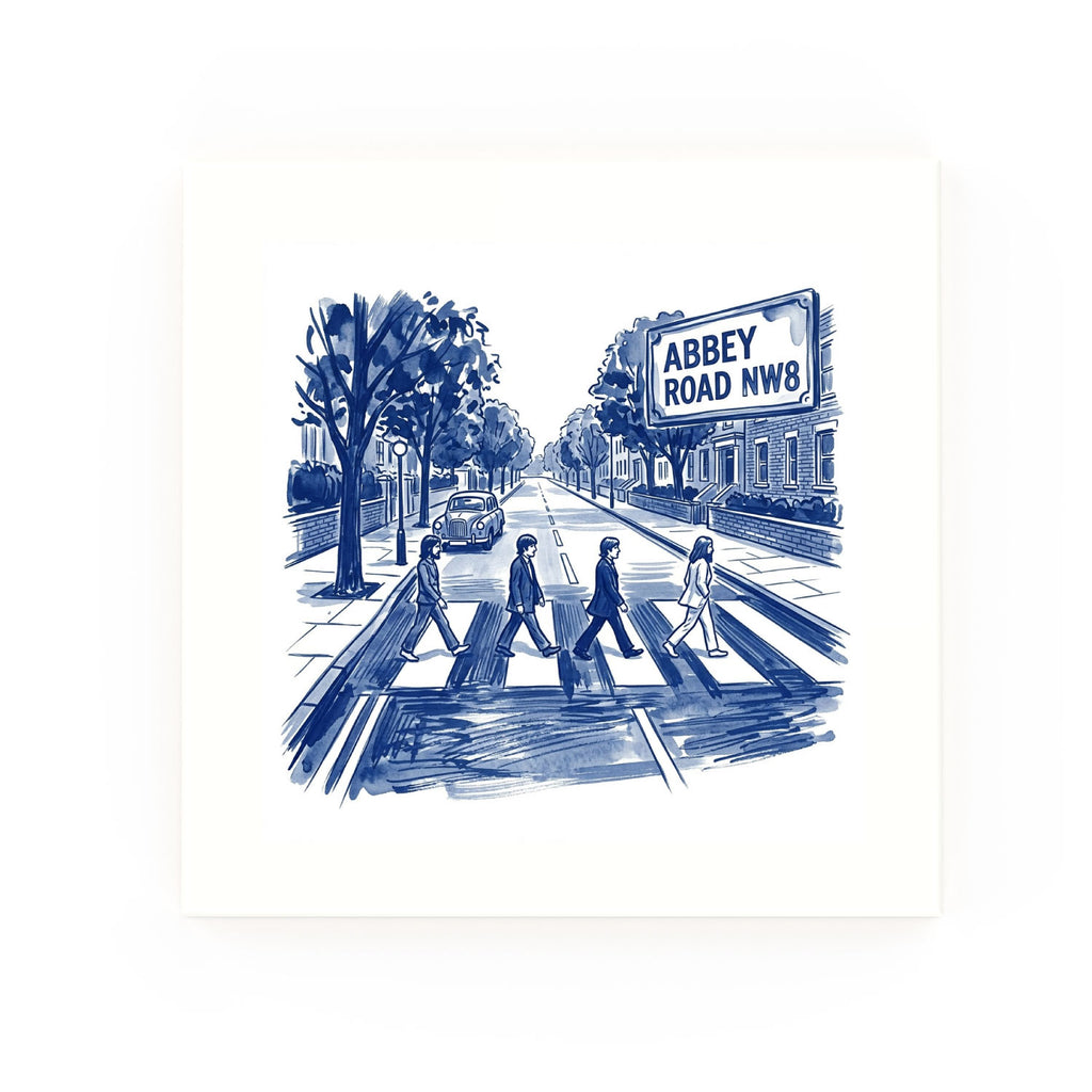 Abbey Road Delft blue decorative ceramic tile – no corner style