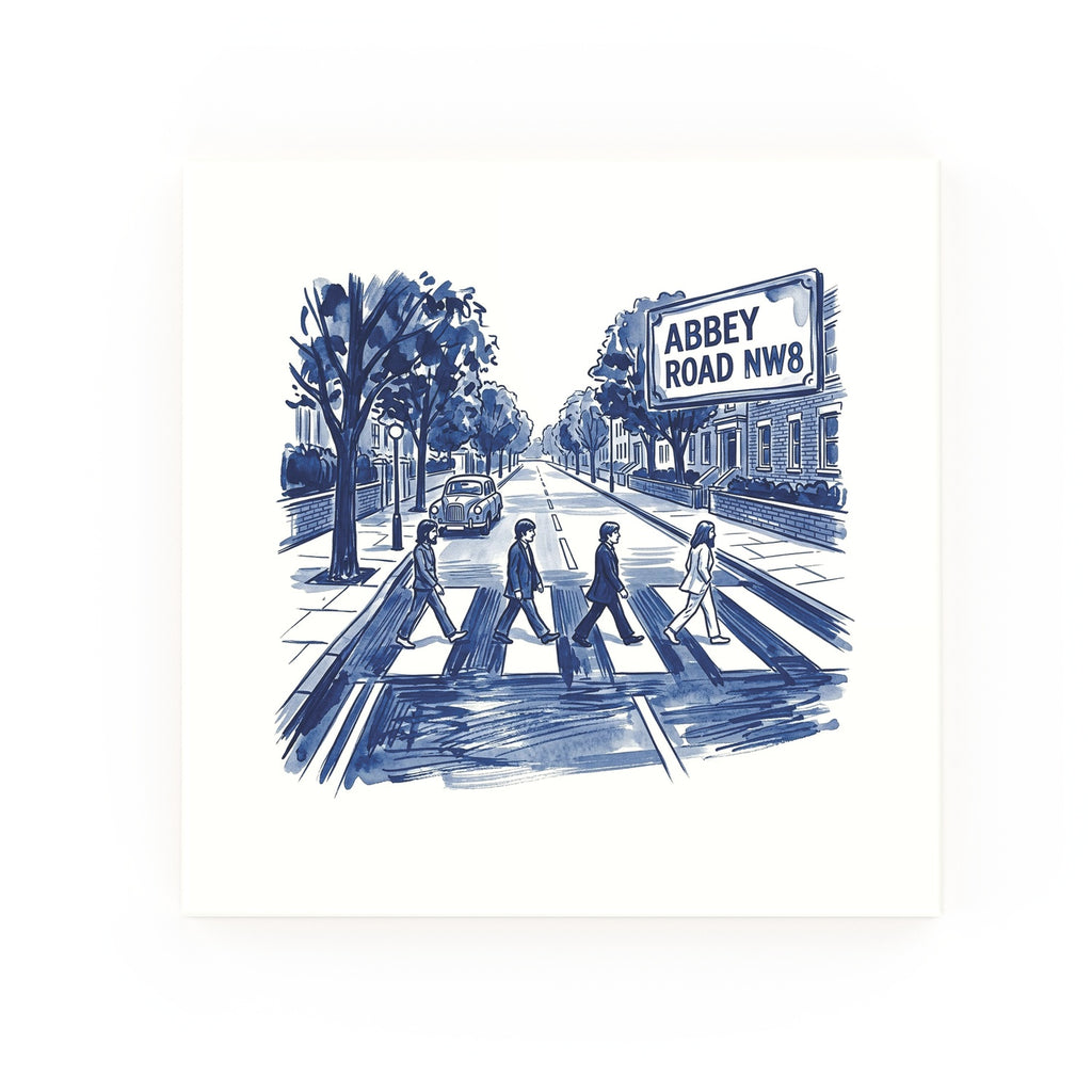 Abbey Road Delft blue decorative ceramic tile – no corner style