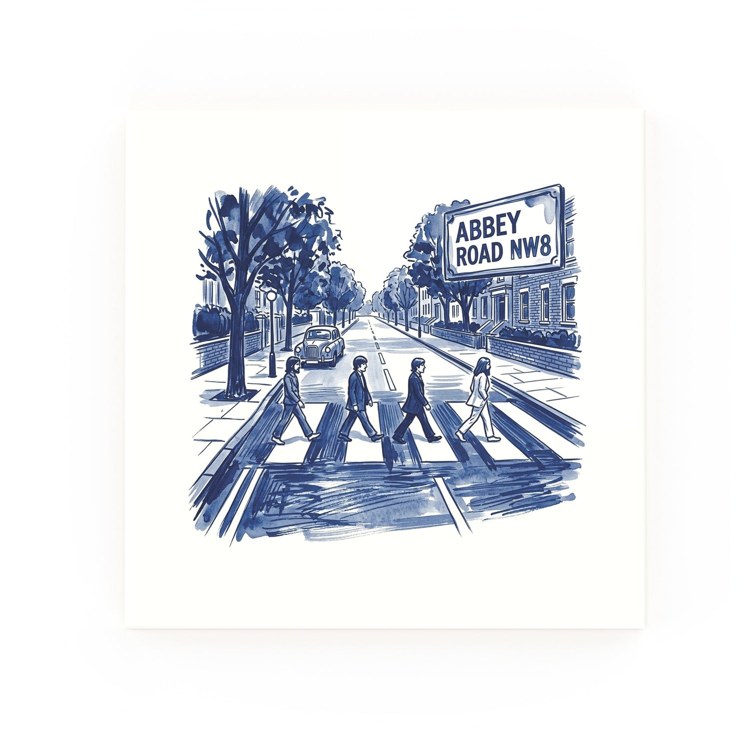 Abbey Road Delft blue decorative ceramic tile – no corner style