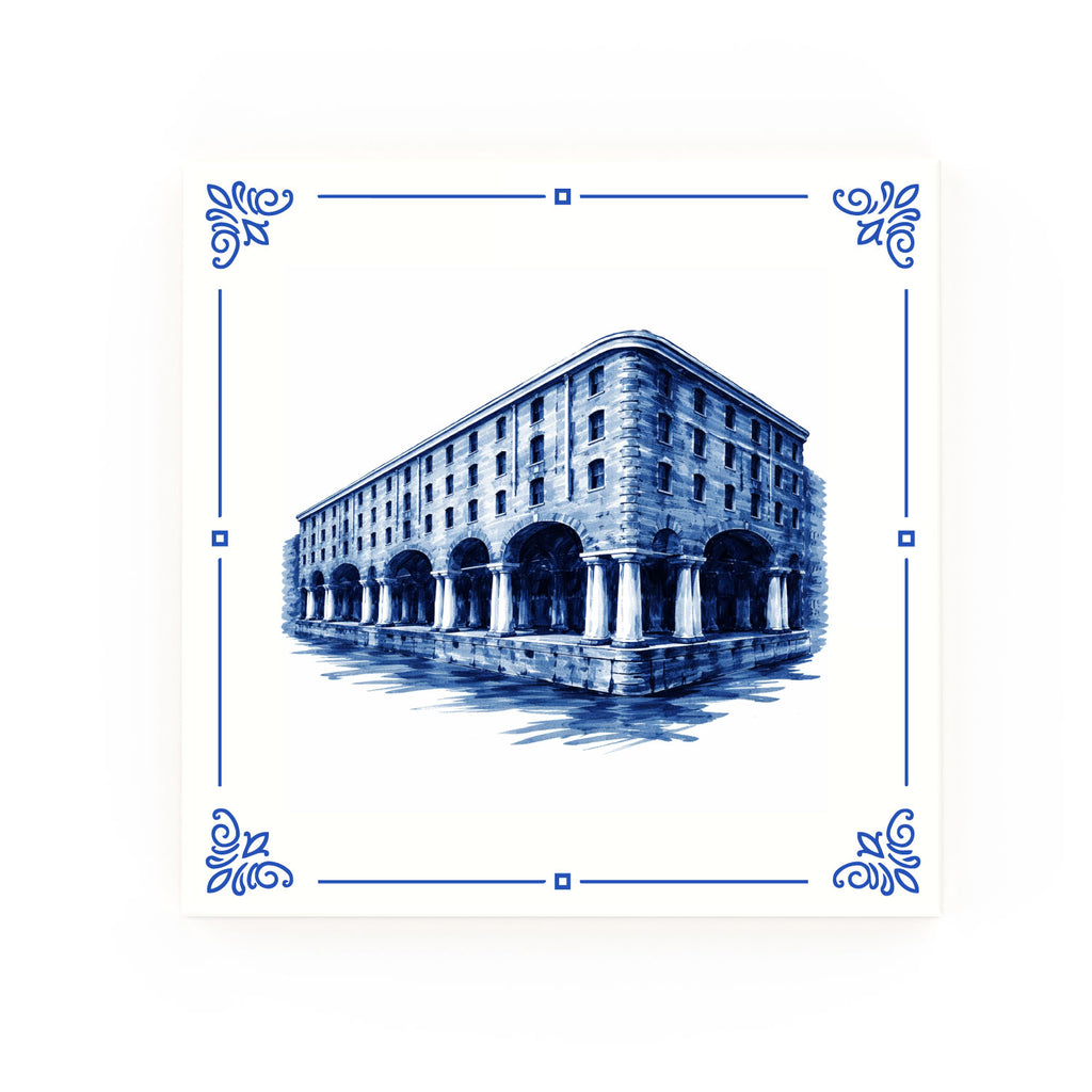 Albert Docks decorative Delft blue ceramic tile – Classic corners
