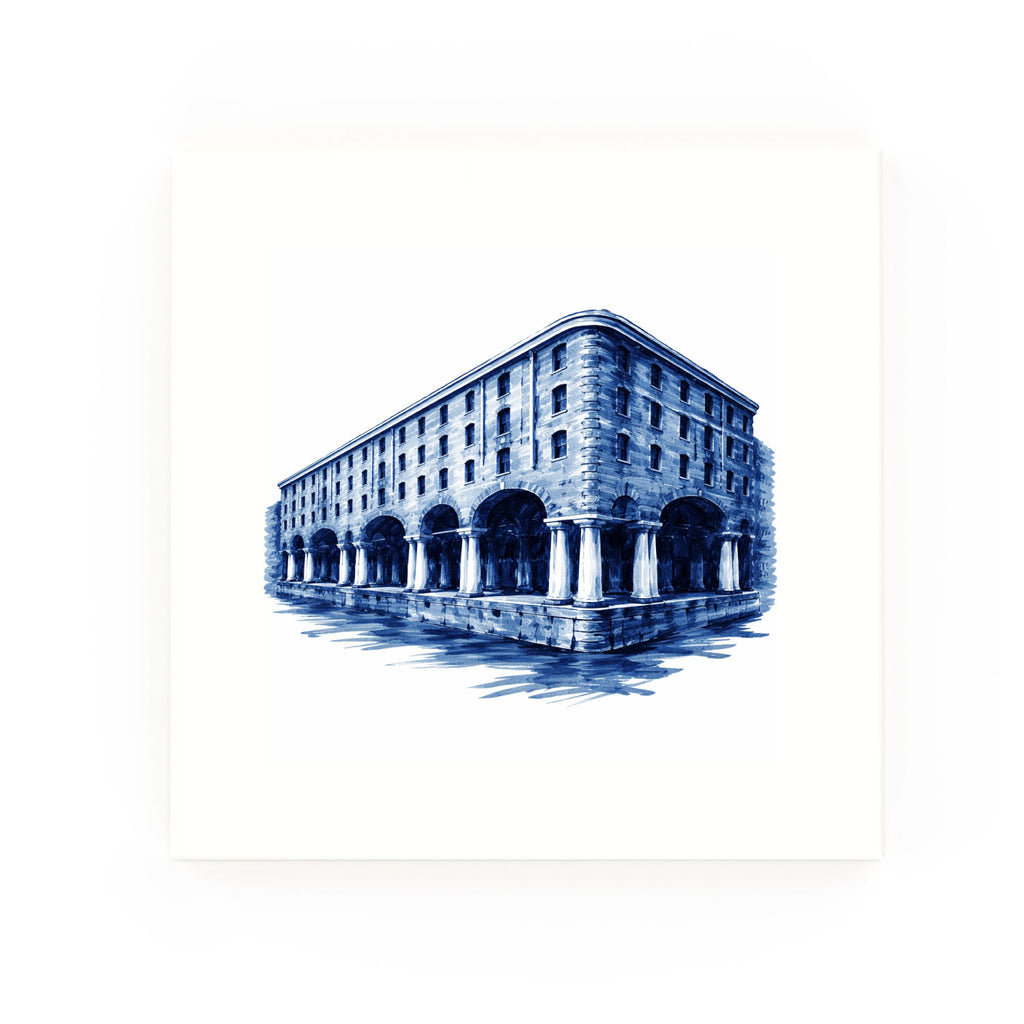 Albert Docks decorative Delft blue ceramic tile – No corners