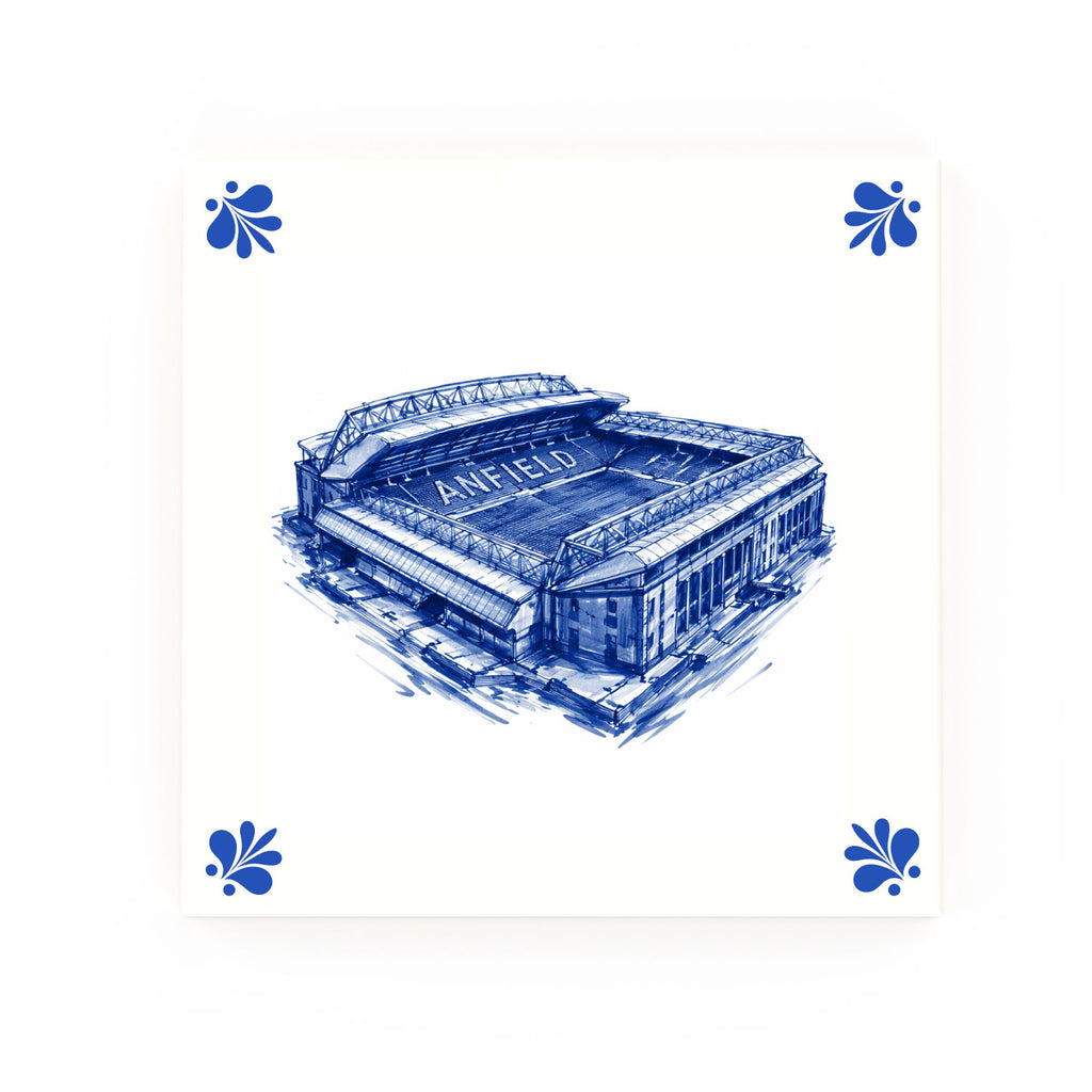 Anfield Delft blue decorative ceramic tile – Modern corner style