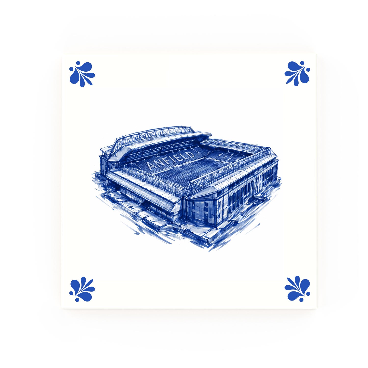 Anfield Delft blue decorative ceramic tile – Modern corner style
