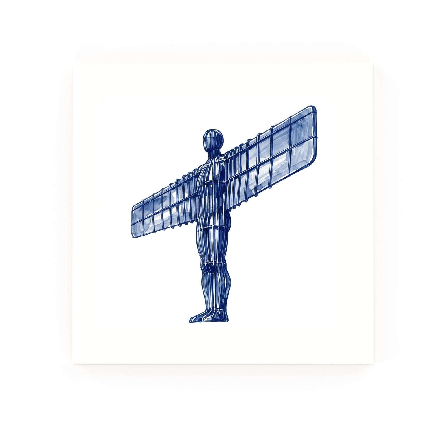 Delft blue ceramic tile no border – Angel of the North design