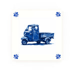 Piaggio Ape Delft blue decorative ceramic tile – Modern corner style