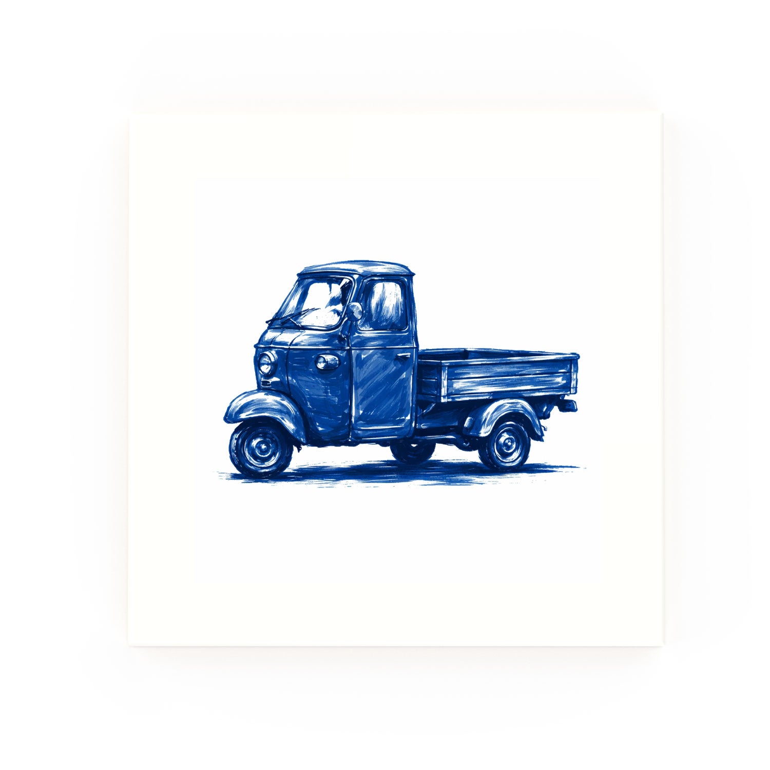 Piaggio Ape Delft blue decorative ceramic tile – no corner style