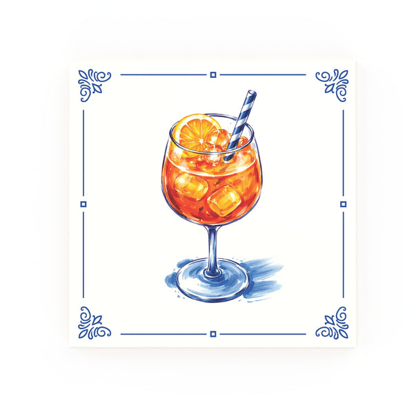 Aperol Delft blue decorative ceramic tile – Classic corner style