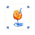 Aperol Delft blue decorative ceramic tile – Modern corner style