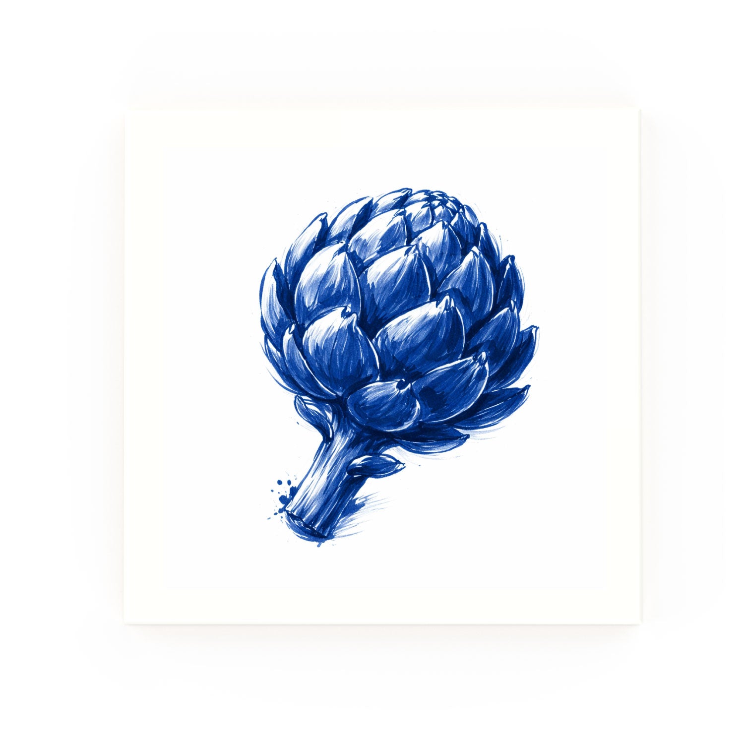 Artichoke Delft blue decorative ceramic tile – no corner style