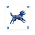 Aussie Doodle Delft blue decorative ceramic tile – Modern corner style
