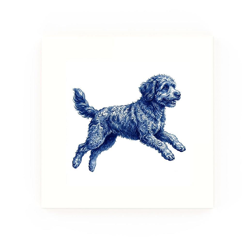 Aussie Doodle Delft blue decorative ceramic tile – no corner style