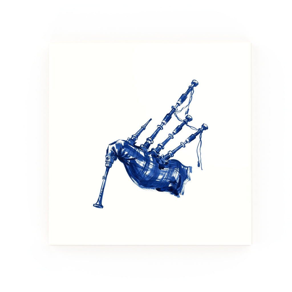 Bagpipes Delft blue decorative ceramic tile – no corner style