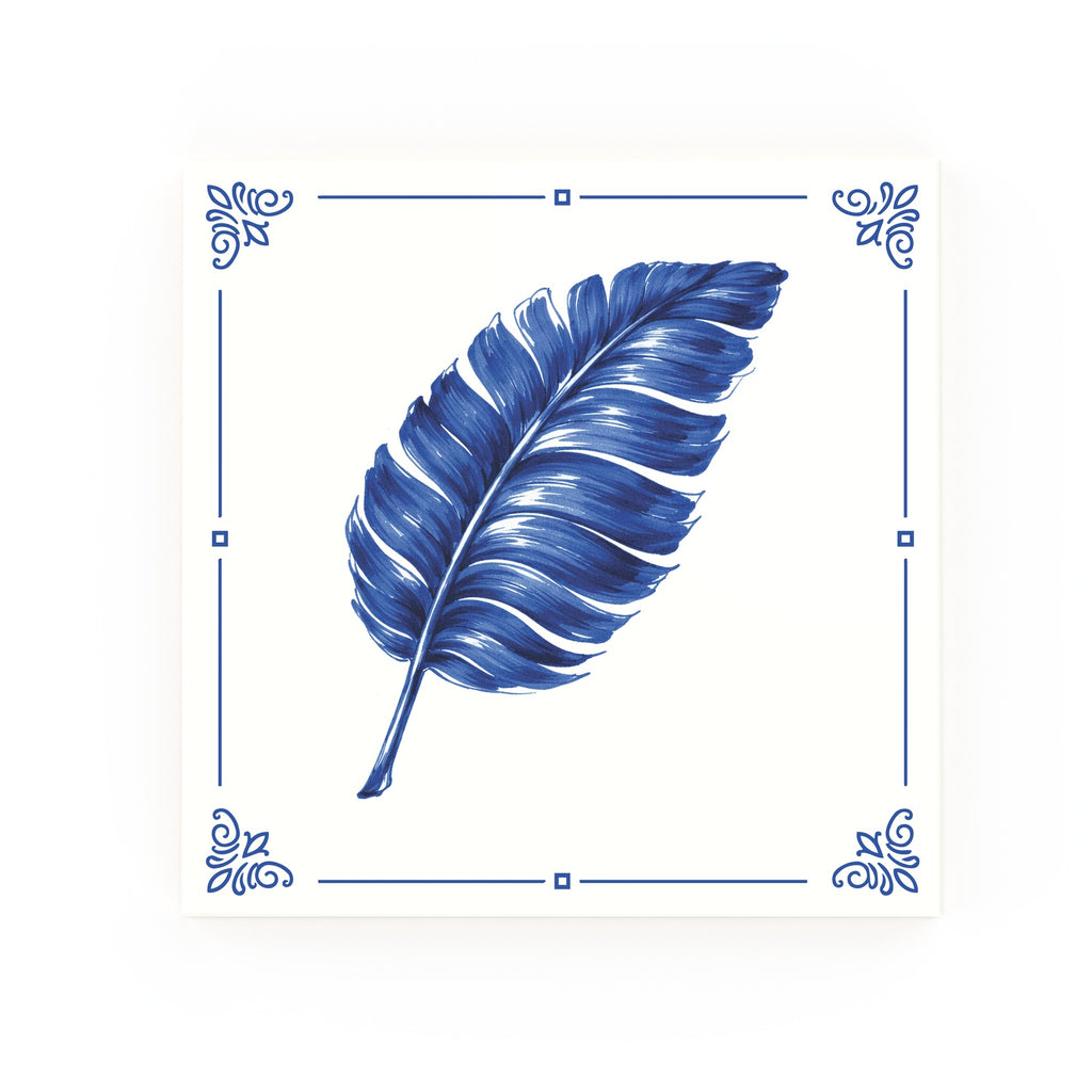 Banana Leaf Delft blue decorative ceramic tile – Classic corner style