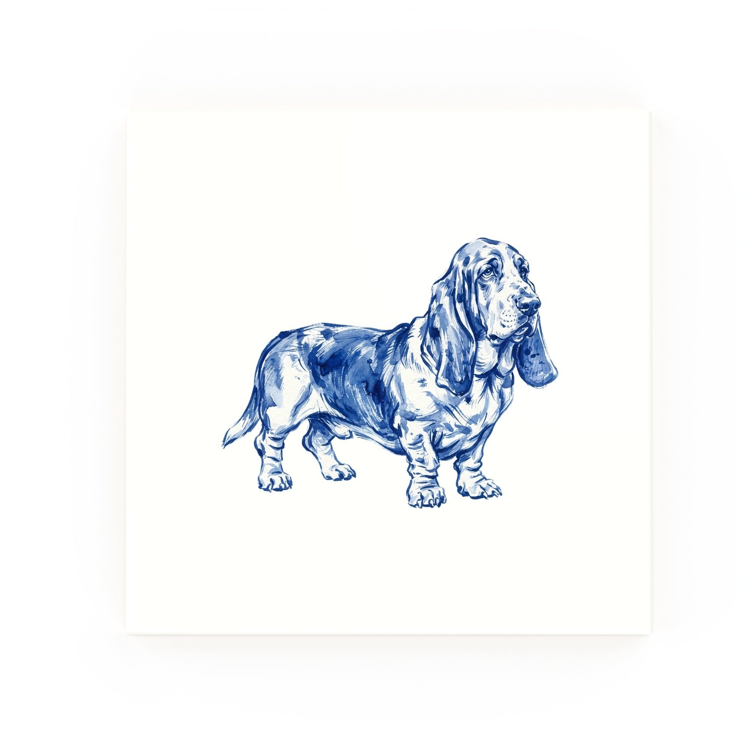 Basset Hound Delft blue decorative ceramic tile – no corner style