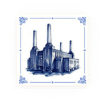 Battersea Power Station Delft blue decorative ceramic tile – Classic corner style