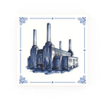 Battersea Power Station Delft blue decorative ceramic tile – Classic corner style