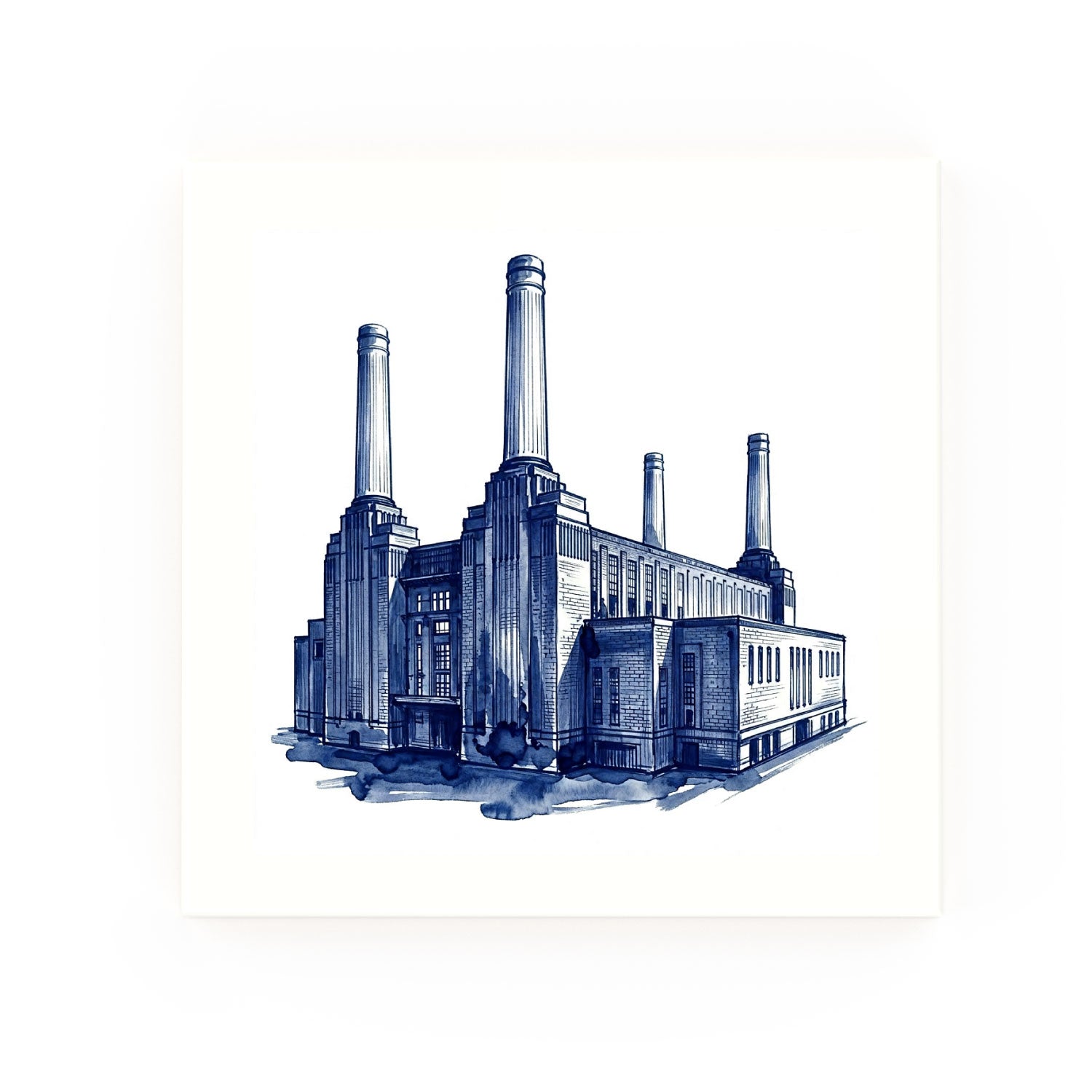 Battersea Power Station Delft blue decorative ceramic tile – no corner style