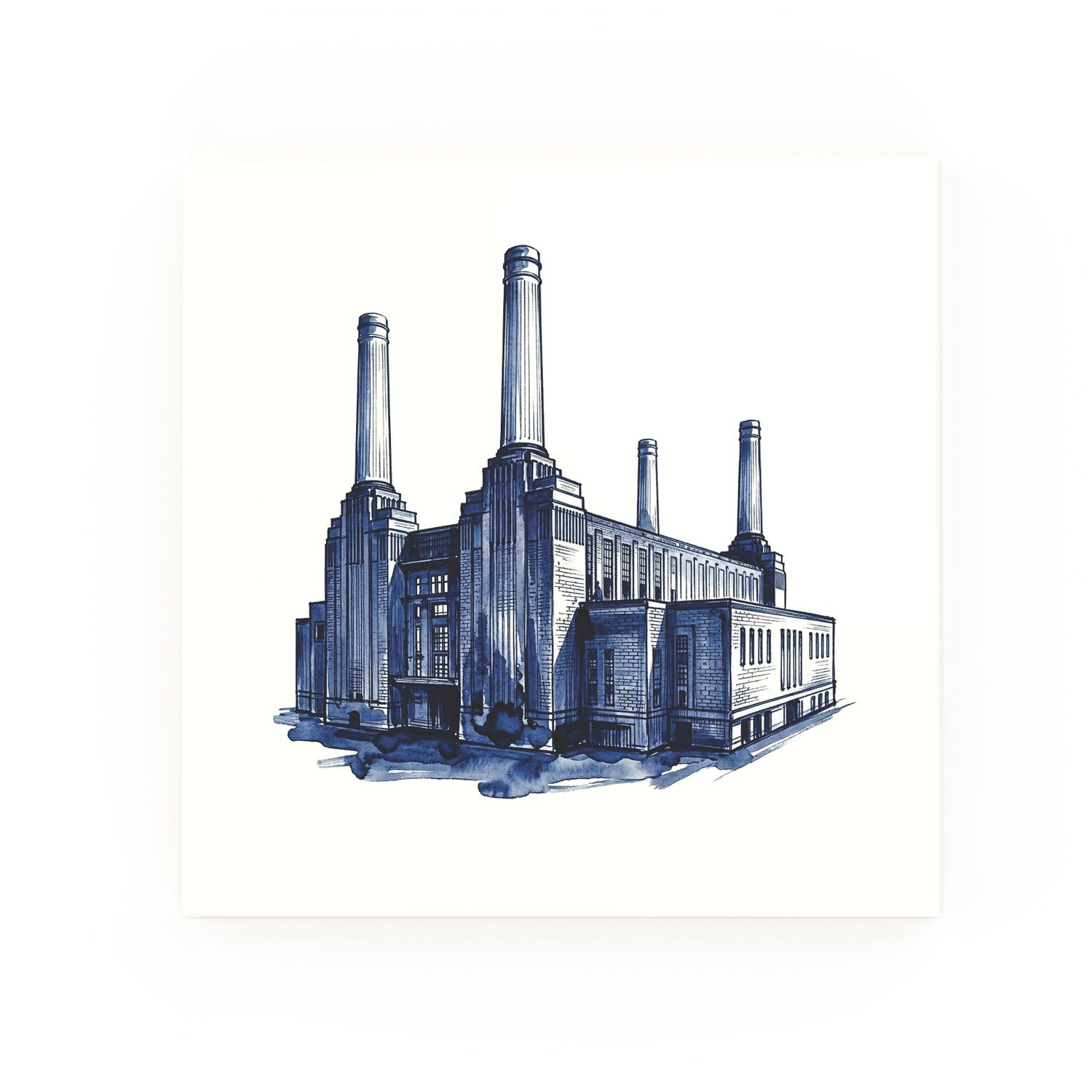 Battersea Power Station Delft blue decorative ceramic tile – no corner style