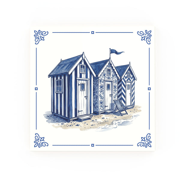 Beach Hut Delft blue decorative ceramic tile – classic corners