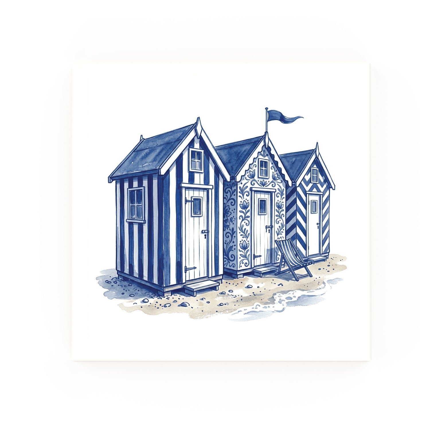 Delft blue ceramic tile no border – Beach Hut design