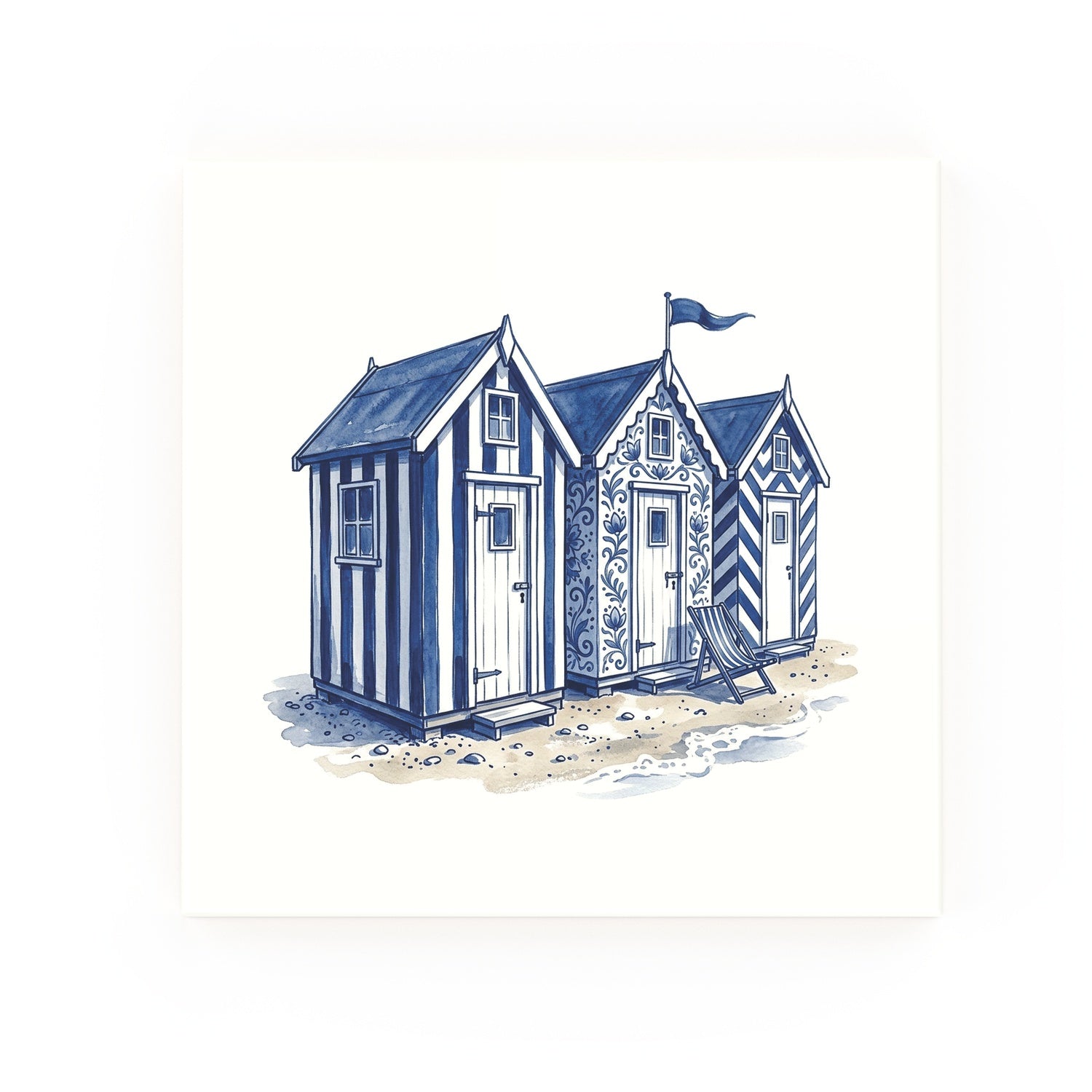 Delft blue ceramic tile no border – Beach Hut design