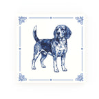 Beagle Delft blue decorative ceramic tile – Classic corner style