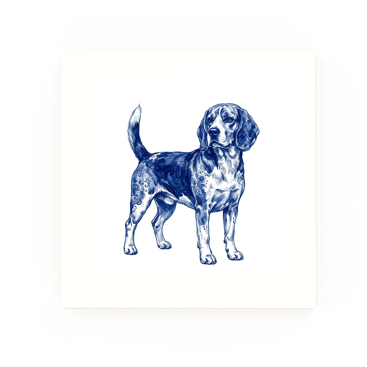 Beagle Delft blue decorative ceramic tile – no corner style