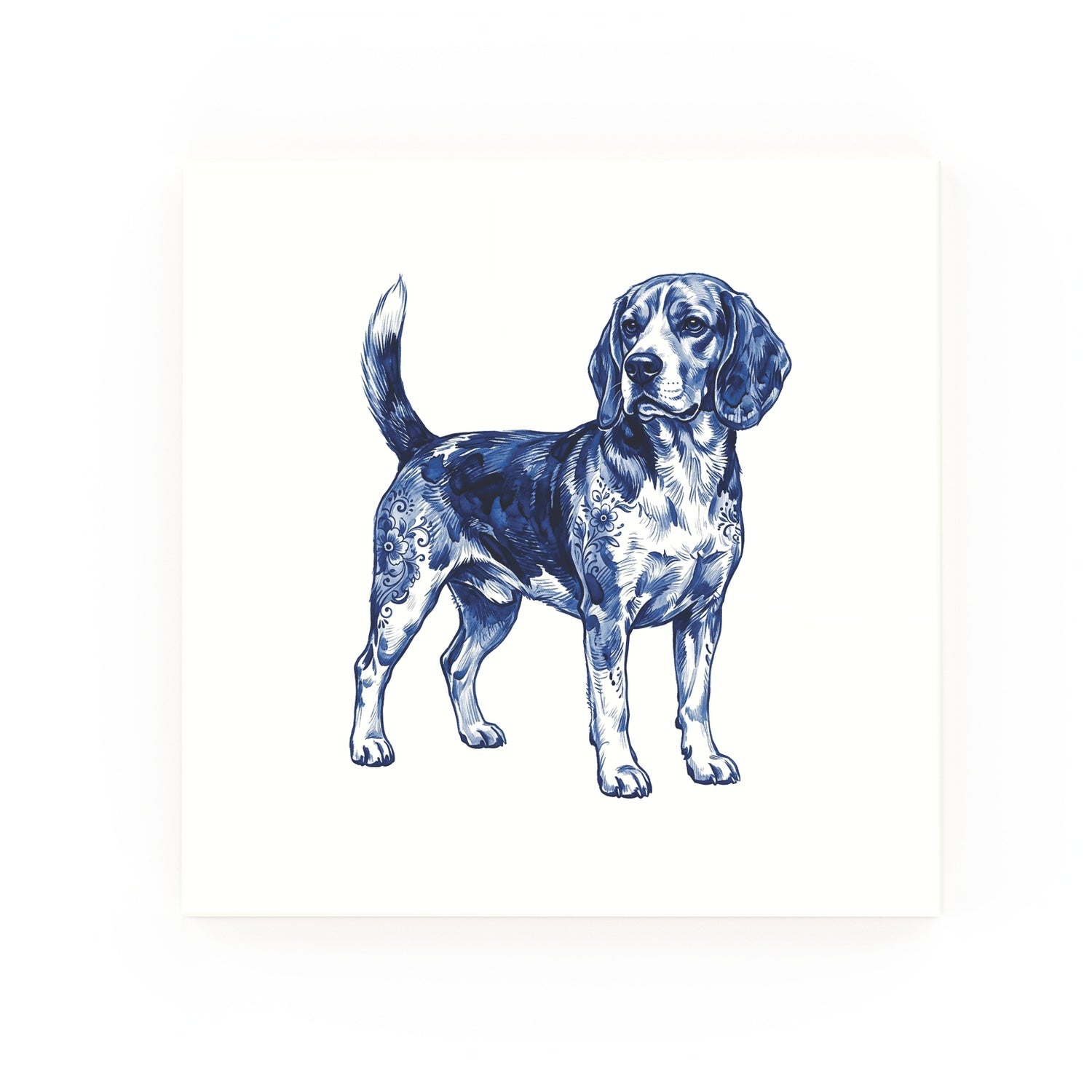 Beagle Delft blue decorative ceramic tile – no corner style