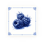 Blackberries Delft blue decorative ceramic tile – Classic corner style