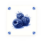 Blackberries Delft blue decorative ceramic tile – Modern corner style