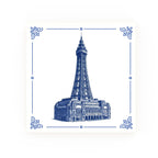 Blackpool Tower Delft blue decorative ceramic tile – classic corners