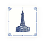 Blackpool Tower Delft blue decorative ceramic tile – classic corners