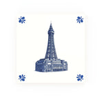 Blackpool Tower Delft blue tile – modern rounded corners