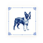 Boston Terrier Delft blue decorative ceramic tile – Classic corner style