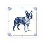 Boston Terrier Delft blue decorative ceramic tile – Classic corner style