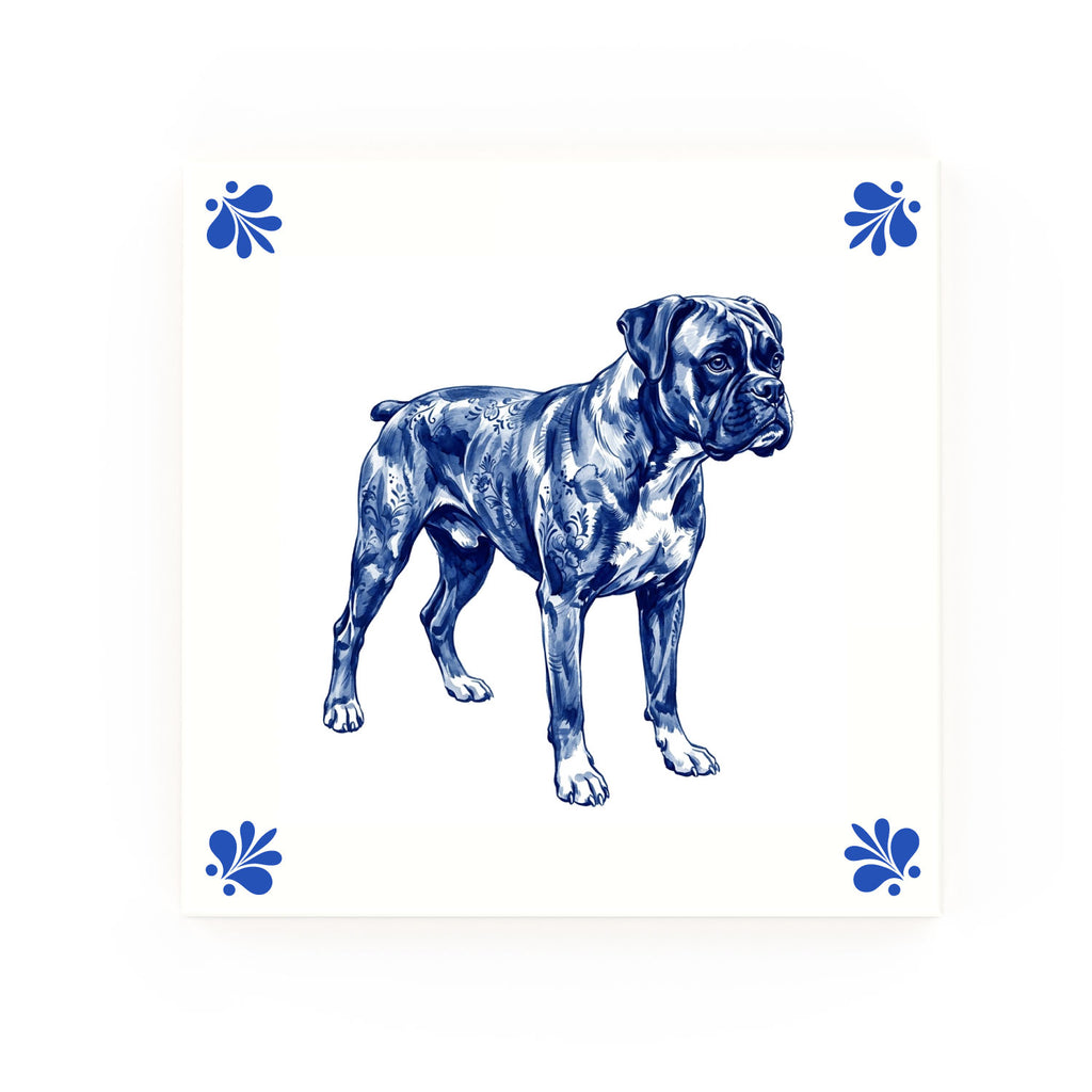 Boxer Delft blue decorative ceramic tile – Modern corner style