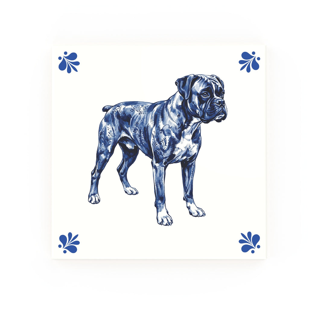 Boxer Delft blue decorative ceramic tile – Modern corner style