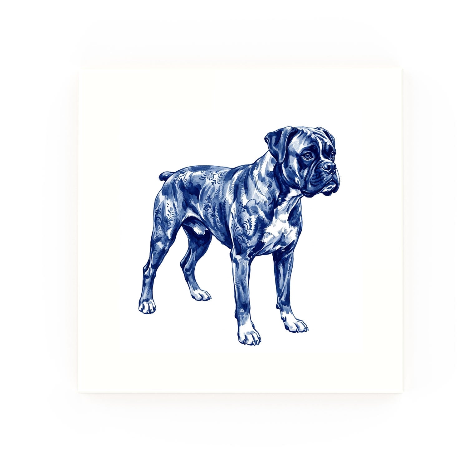 Boxer Delft blue decorative ceramic tile – no corner style