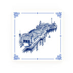 Brighton Pier Delft blue decorative ceramic tile – Classic corner style