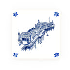 Brighton Pier Delft blue decorative ceramic tile – Modern corner style