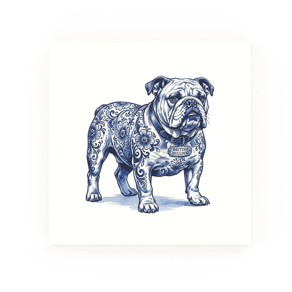 Bulldog Delft blue decorative ceramic tile – no corner style