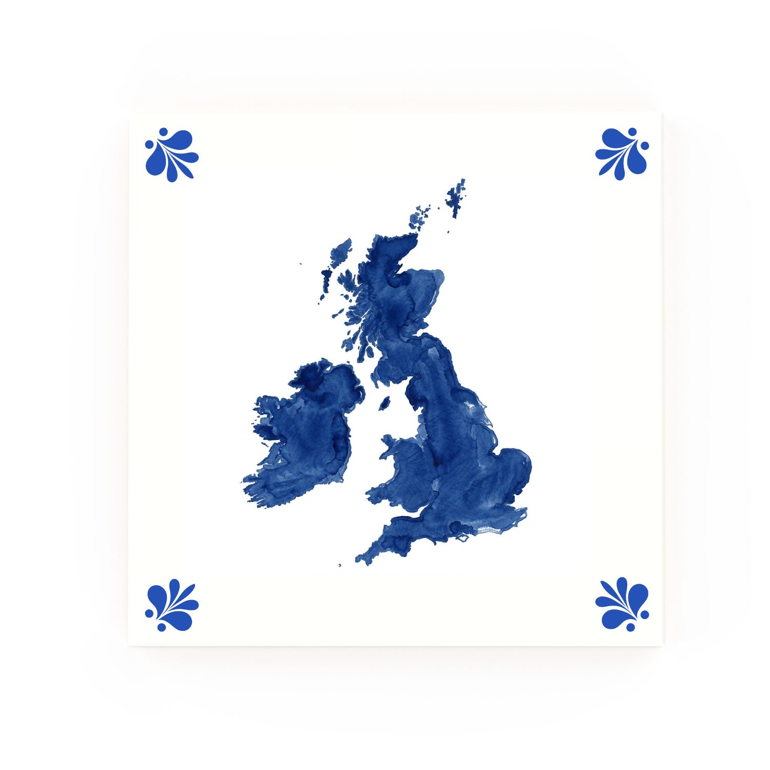 British Isles Delft blue tile – modern rounded corners