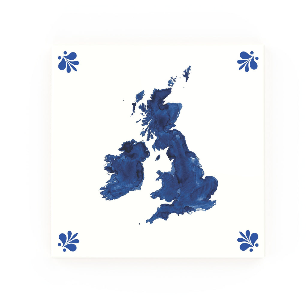 British Isles Delft blue tile – modern rounded corners