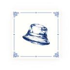 Bucket Hat Delft blue decorative ceramic tile – Classic corner style