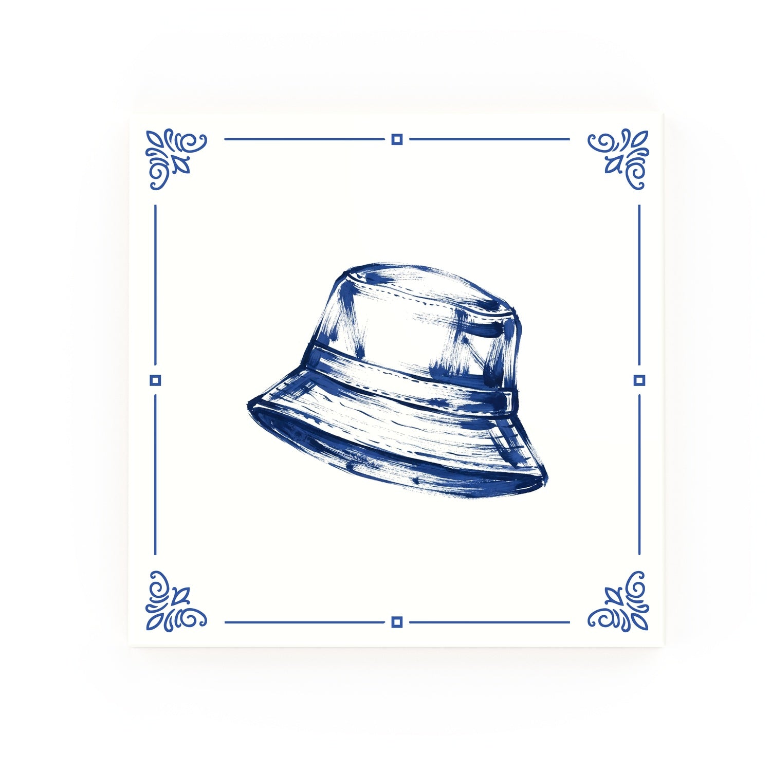 Bucket Hat Delft blue decorative ceramic tile – Classic corner style